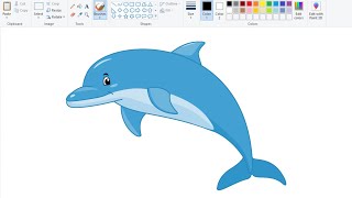 How to draw Dolphin Fish in computer using Ms Paint | Fish Drawing. #mspaint
