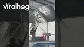 Florida Man Removes Snow From Pool Screen || ViralHog