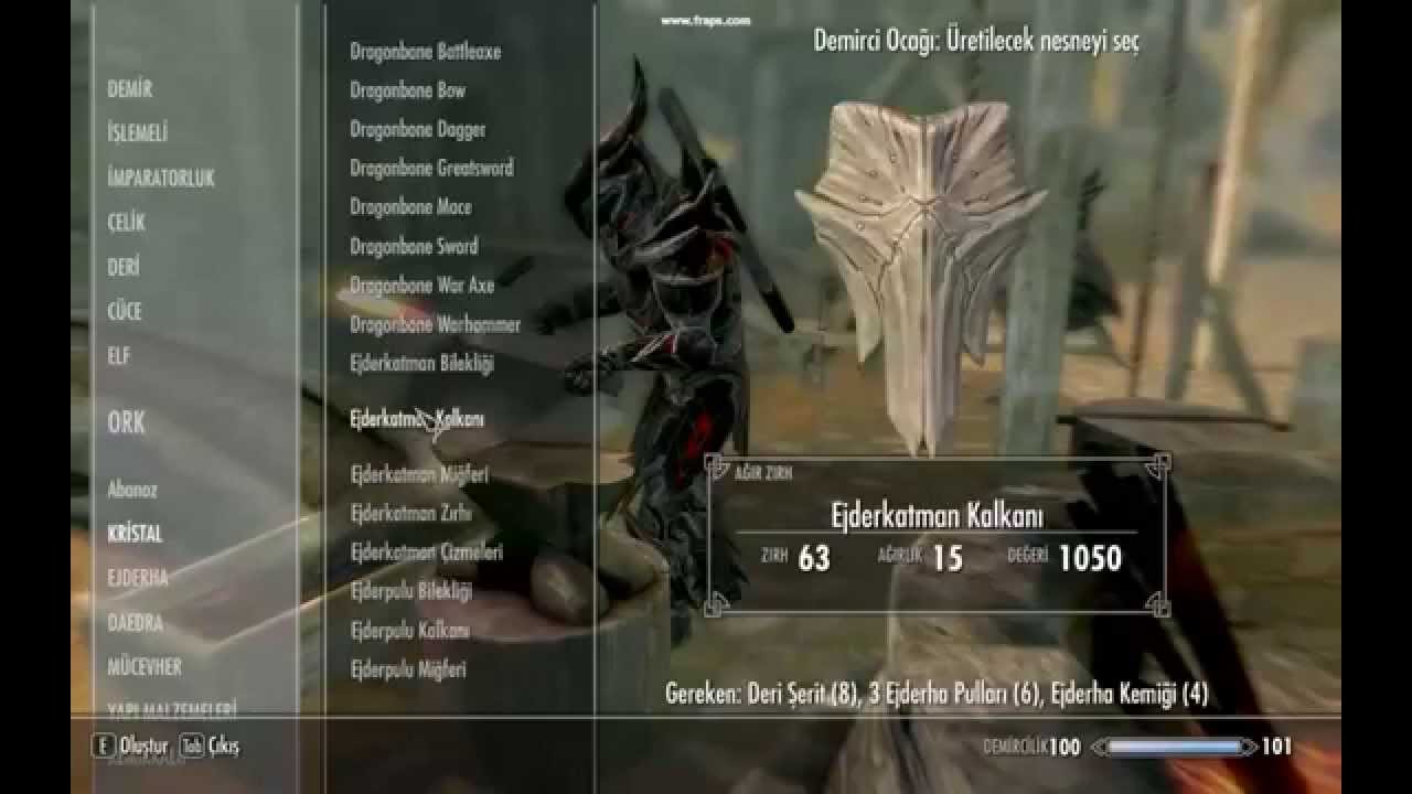 Silahlar ve zırh için Skyrim 5 deki hileler Silahlar ve zırh için Skyrim 5 deki hileler