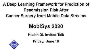 HealthDL_20 - A Deep Learning Framework for Prediction of Readmission Risk After Cancer Surgery