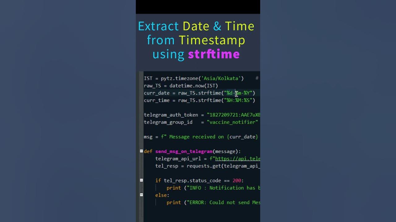 Extract date time from timestamp using strftime in python shorts