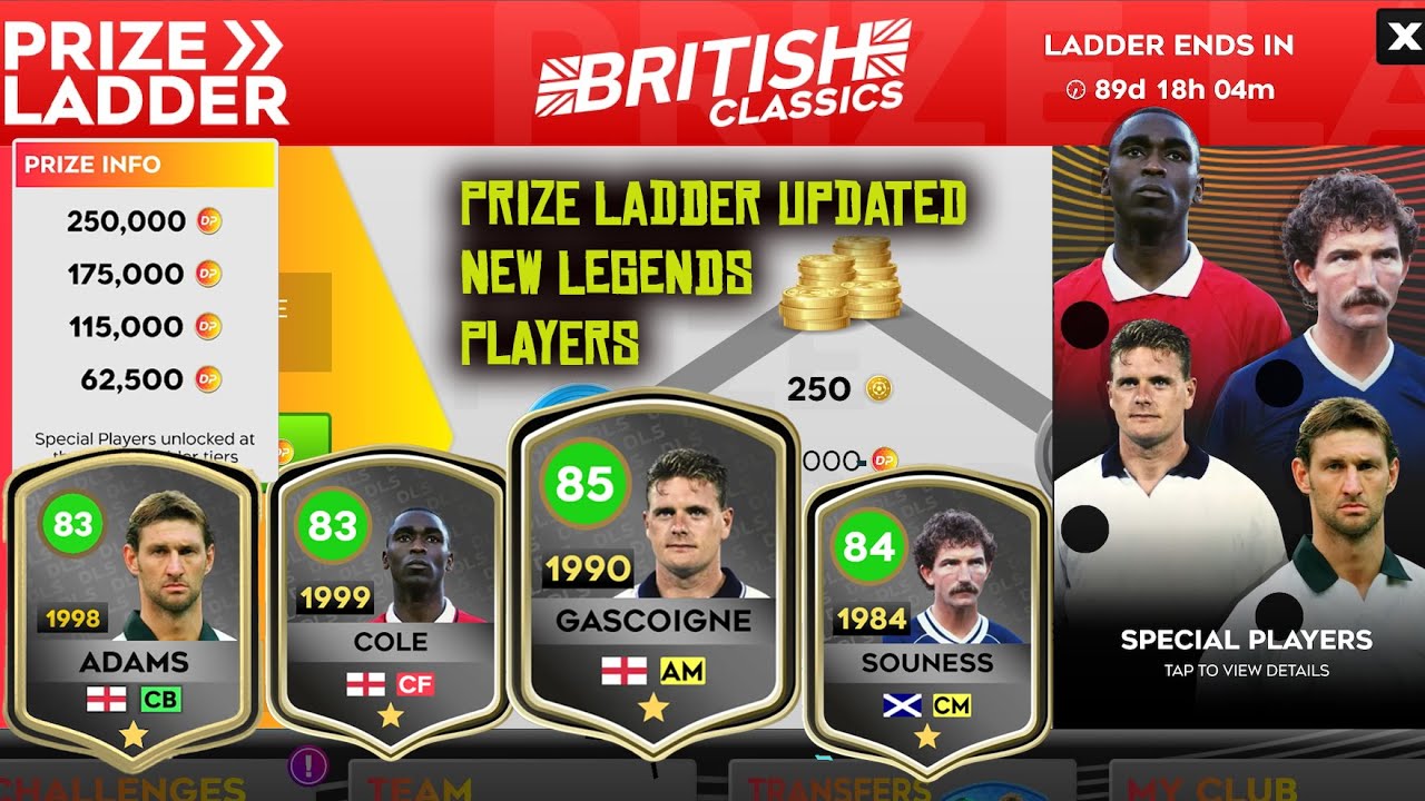 New Prize Ladder "British Classics "  Updated with New Legendry Players
