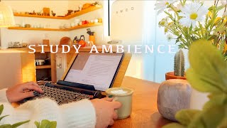 3-HOUR STUDY AMBIENCE 🌵 relaxing water sounds/ Cozy Morning DEEP FOCUS POMODORO TIMER/ Study With Me