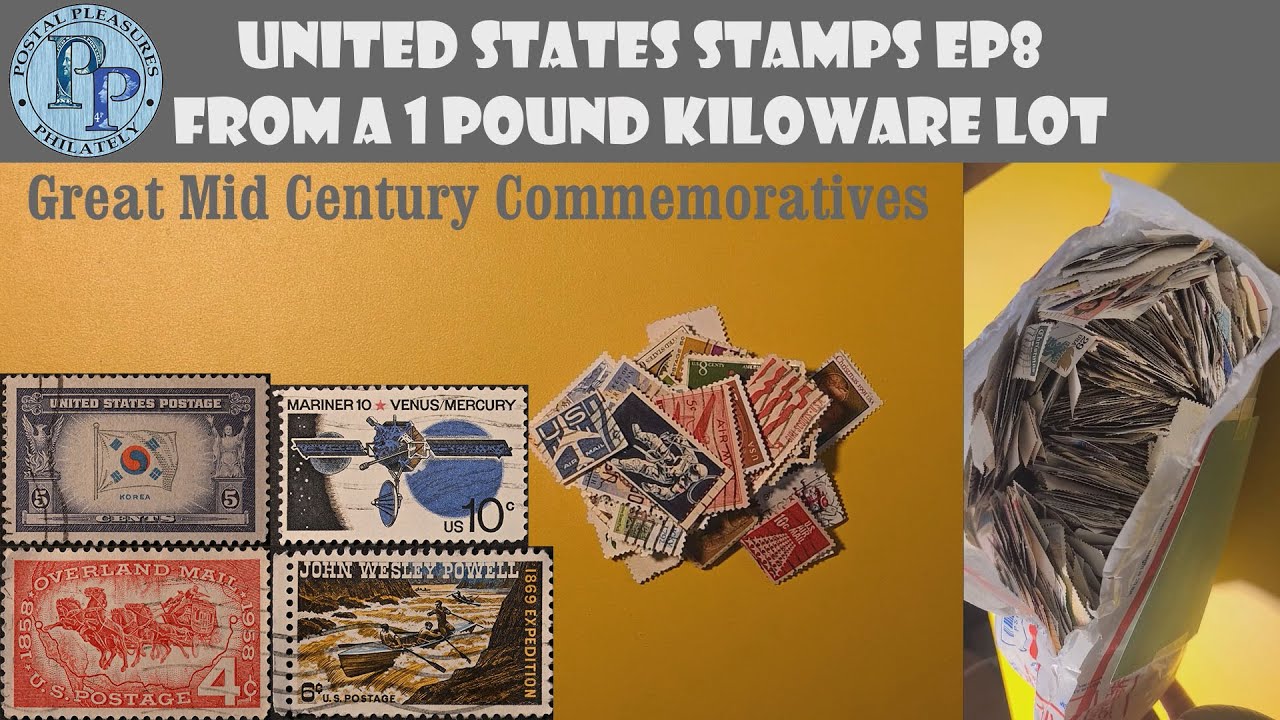 US Stamps Ep8 1LB Kiloware Lot, Great Mid Century Commemoratives