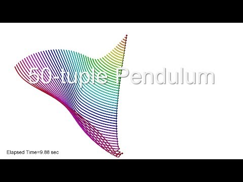 50-tuple Pendulum in Spring-Mass System / simulation / chaos
