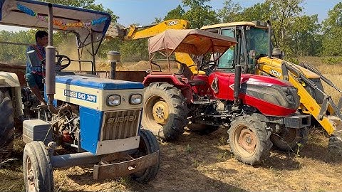 JCB 3dx machine loading red mud in Swaraj and Mahindra Tractors | Jcb ki khudai | Jcb and Tractor