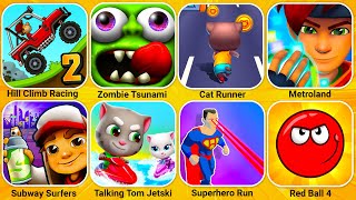 Hill Climb Racing, Zombie Tsunami, Cat Runner, Metroland, Subway Surfers, Count Master, Neck Run...