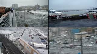 3.11.2011 Tsunami Hitting Shiogama, Miyagi Synced from 4 angles