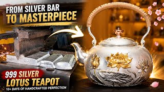 Daughter Turned a 999 Silver Bar Into a Stunning Lotus Teapot for Her Mom