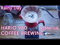 Hario v60 and lofi on a rainy day  pourover coffee brewing method pouring  grinding sounds asmr