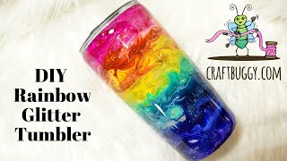 DIY Glitter Alcohol Ink Rainbow Tumbler