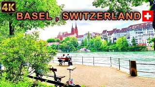 Basel, Switzerland - A Swiss Gem on the Rhine - Walking tour 4K