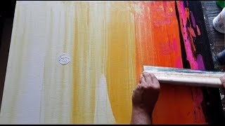 Abstract painting / Simple and EASY / Using rubber squeegee in acrylics / Demonstration