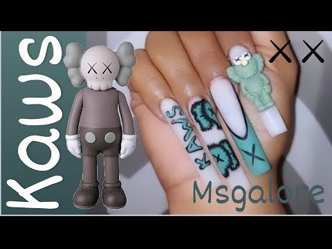 Blue Kaws charms Acrylic Press on nails