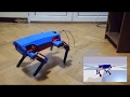 Quadruped robot vs simulation. Walking around.