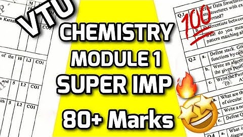 CHEMISTRY MODULE 1 SUPER IMPORTANT💯🤩| BCHES102 MODEL PAPER SOLUTIONS + PASSING PACKAGE 1st SEM #vtu