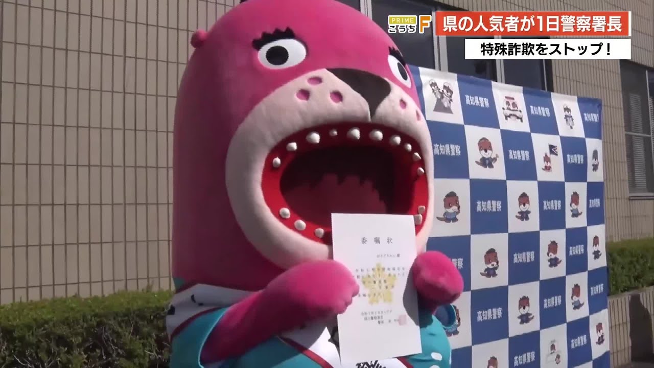 桂浜水族館『おとどちゃん』一日警察署長に任命 特殊詐欺防止を