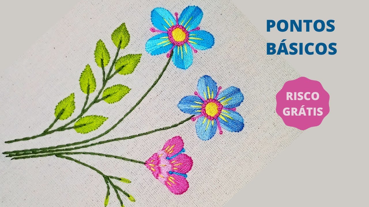 como bordar a mÃo flores com pontos simples bordado passo a passo