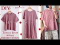 DIY Shirt Blouse for Summer Upcycling Sewing Tutorial 古着シャツブラウスリメイク しまむら 夏服作り