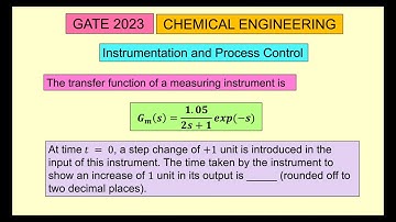 The transfer function of a measuring instrument is Gm(s)=[1.05/(2s+1)] exp(-s)At time t = 0, a step