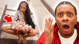 PRETENDING THE TWINS FELL DOWN THE STAIRS PRANK 😱 (HE LOST IT )