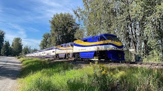 DOUBLE HEADER!!! West Coast Express E1 (Commuter) @ Maple Ridge BC Canada 18JUL23 F59PHI 903 Leading
