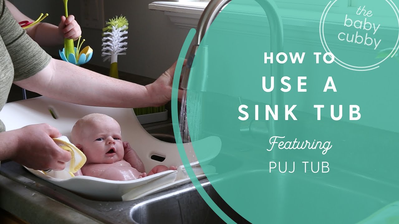 Child Bath In Kitchen Sink Baby Splash And Play In Water Stock