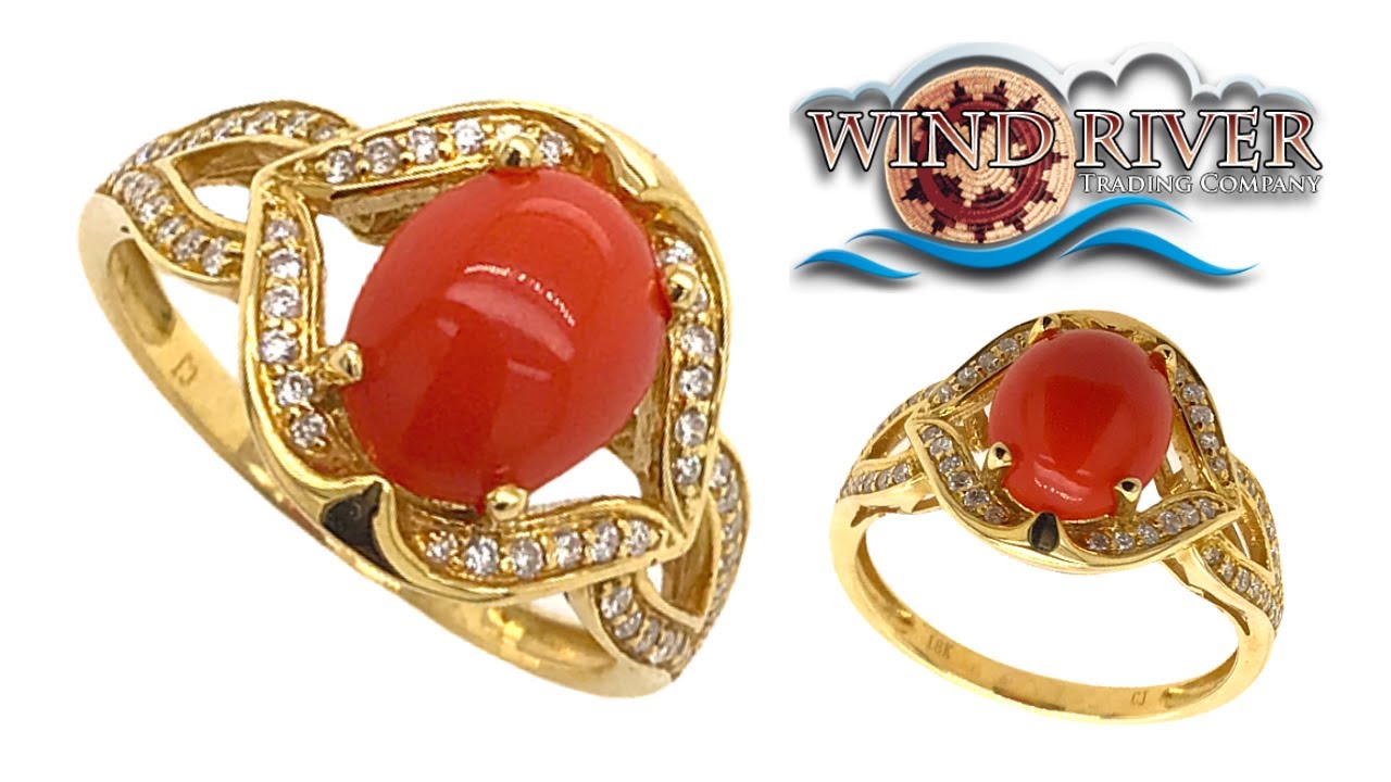 18K Gold Ring with Italian Red Coral – Nature Art Gallery Thailand Jewelry