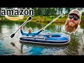 Fishing w/ AMAZON's Cheapest INFLATABLE BOAT in Lojo's Backyard Pond (big mistake)