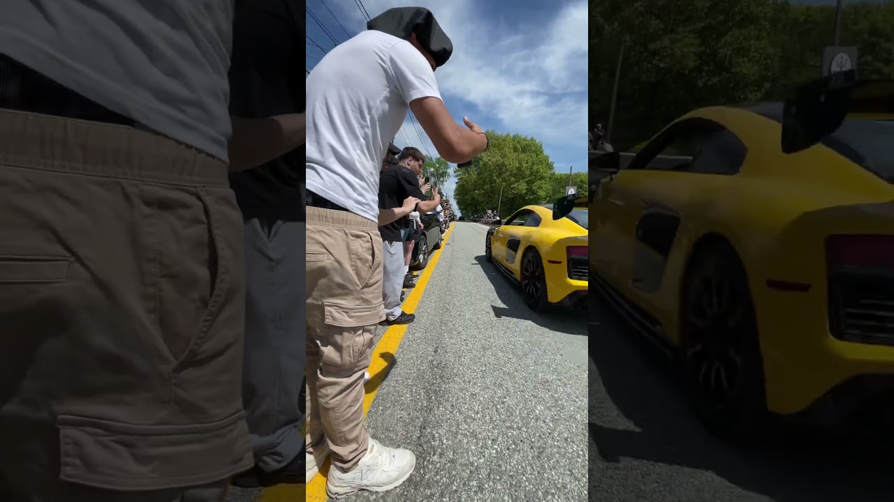 Daily driven exotics and many others leaving meet and greet Lamborghini Boston