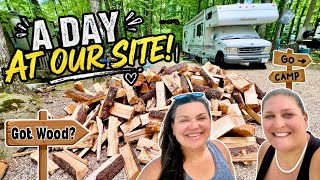 Turning Our Workamping Site Into HOME For The Summer! | Firewood Delivery & Blackstone Brunch