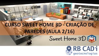 Video thumbnail of "Curso Sweet Home 3D - Criação de paredes (Aula 2/16)"