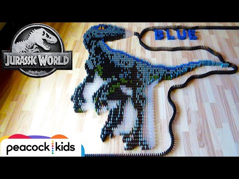 Blue More Dinosaurs In 25 000 Dominoes Jurassic World Safe Videos For Kids - roblox realistic dinosaurs challenge worlds biggest dino