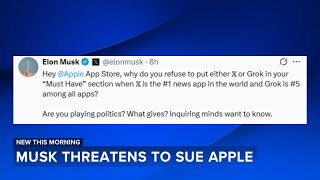 Musk says he plans to sue Apple for not featuring X or Grok among its top apps
