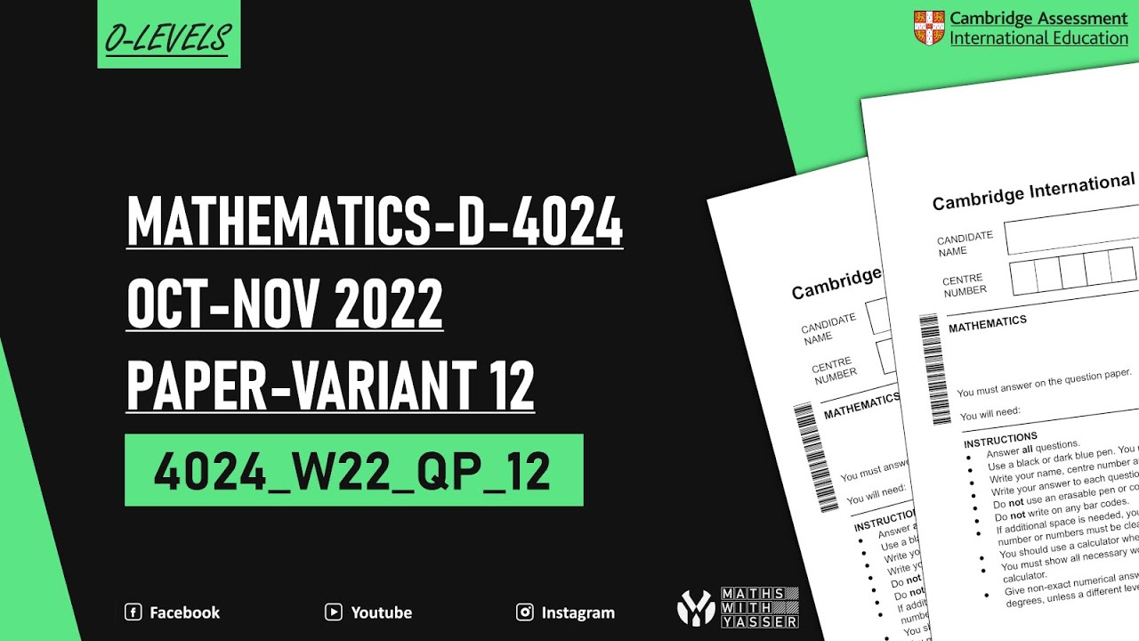 O-levels 4024 Mathematics-D Oct-Nov 2022 Paper-Variant 12
