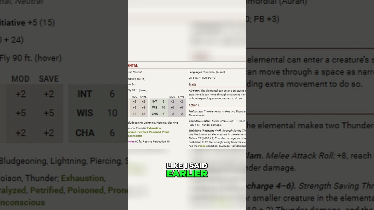 Air Elemental Guide: Whirlwind & Multiattack
