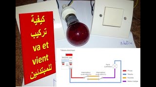 كيفية تركيب مفتاح فيفيان للمبتدئين في مجال الكهرباء branchement interrupteur va et vient en simple