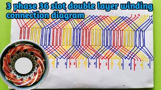 3 phase 36 slot double layer winding connection diagram|3 phase motor winding connection