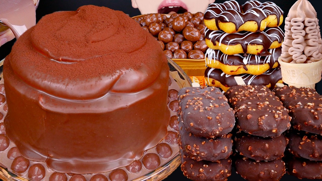 ASMR DUBAI CHOCOLATE CAKE MALTESERS NUTELLA DESSERT MUKBANG 두쫀팝 두바이초콜릿 먹방ドバイチョコレート 咀嚼音 EATING SOUNDS