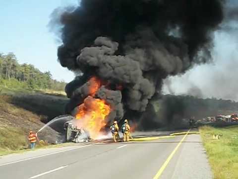 Fuel tanker flips and catches fire on Rt 15 Aug 31...