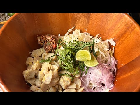 ဆီမပါ ငါးဖယ်ရှုးရှဲသုပ် Clown knife fish meat Salad Rakhine Style