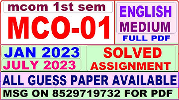 mco 01 solved assignment 2023 / mco 01 solved assignment 2022-23 English / mcom 1st sem 2023