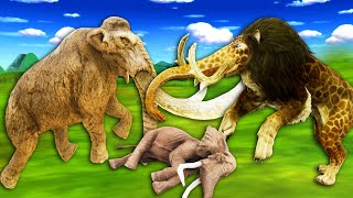 Monster Lion Mammoth vs Woolly Mammoth Fight Baby Elephant Saved By Mammoth Elephant