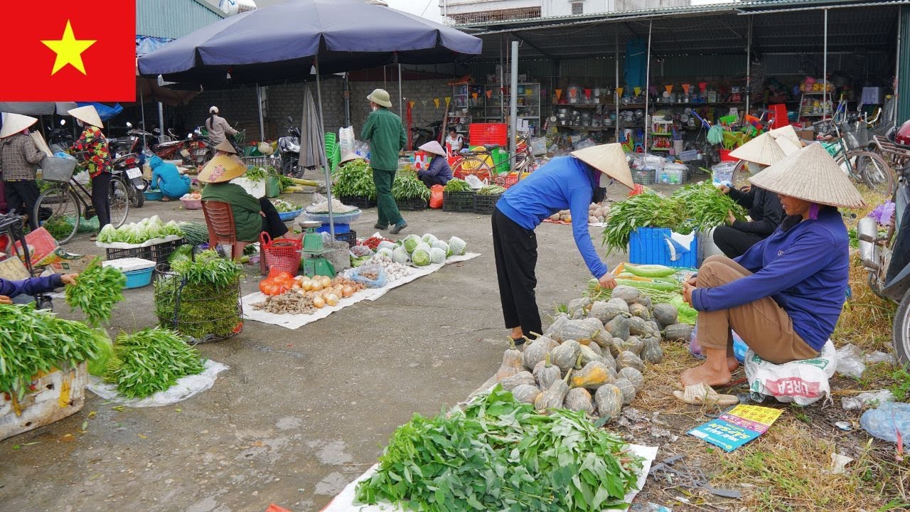 Традиционный рынок Вьетнама в 4K | Местное утро на рынке Кеп