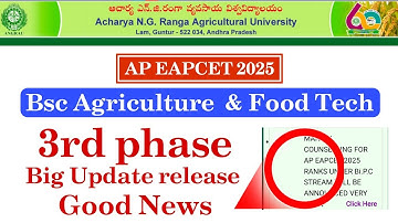 Ap EAMCET Bipc 2025 || 3rd phase dates | Bsc agriculture & Food Tech 