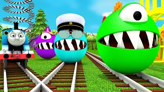 【踏切アニメ】あぶない電車 THOMAS FRIENDS RAINBOW COLORS Railroad Crossing Animation #train