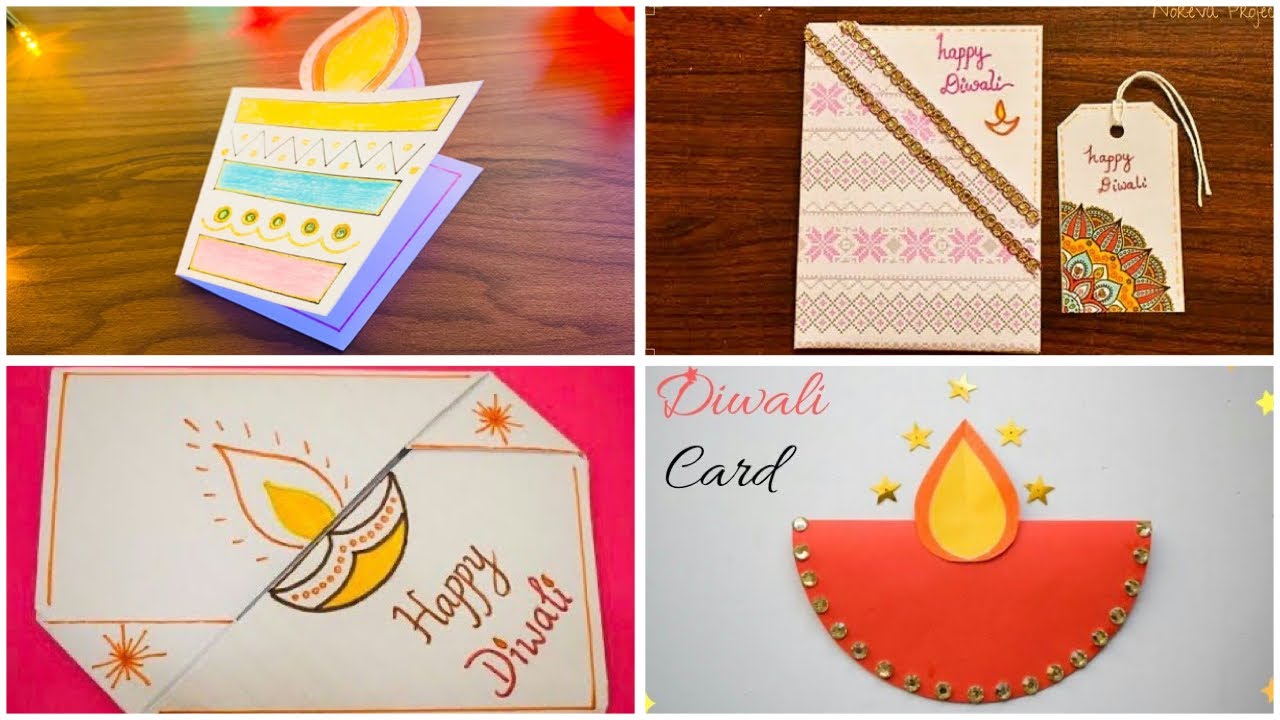 DIY 4 Diwali greeting Card Handmade Diwali Card 2022 Easy Diwali