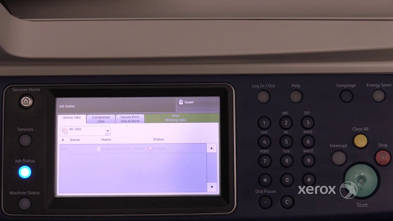 Xerox® WorkCentre® 5335 Family Deleting a Print Job from the Queue