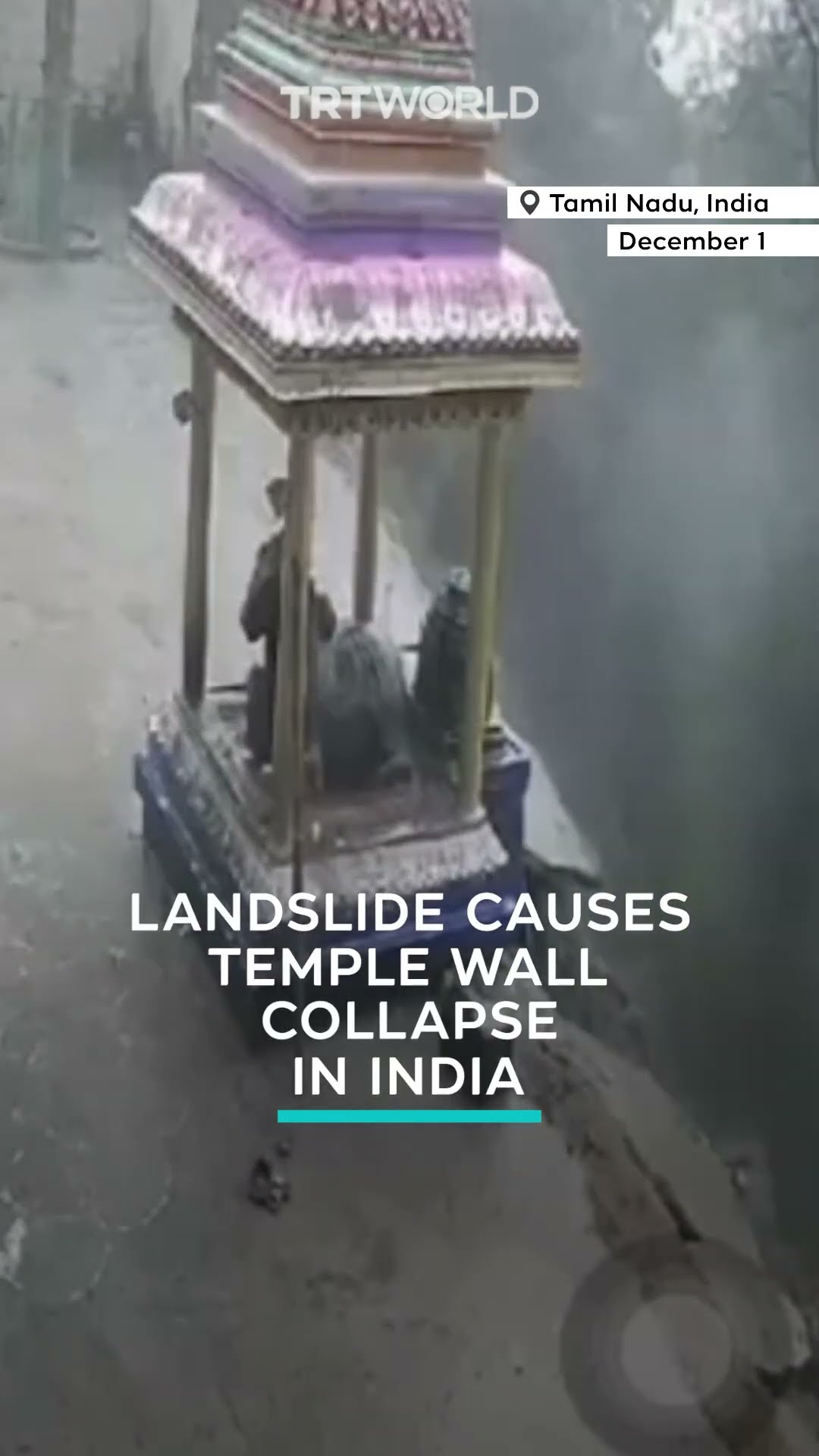 Landslide in India causes portion of temple wall to collapse