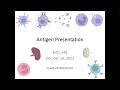 Immunology Fall 2022: Lecture 16 Antigen Presentation